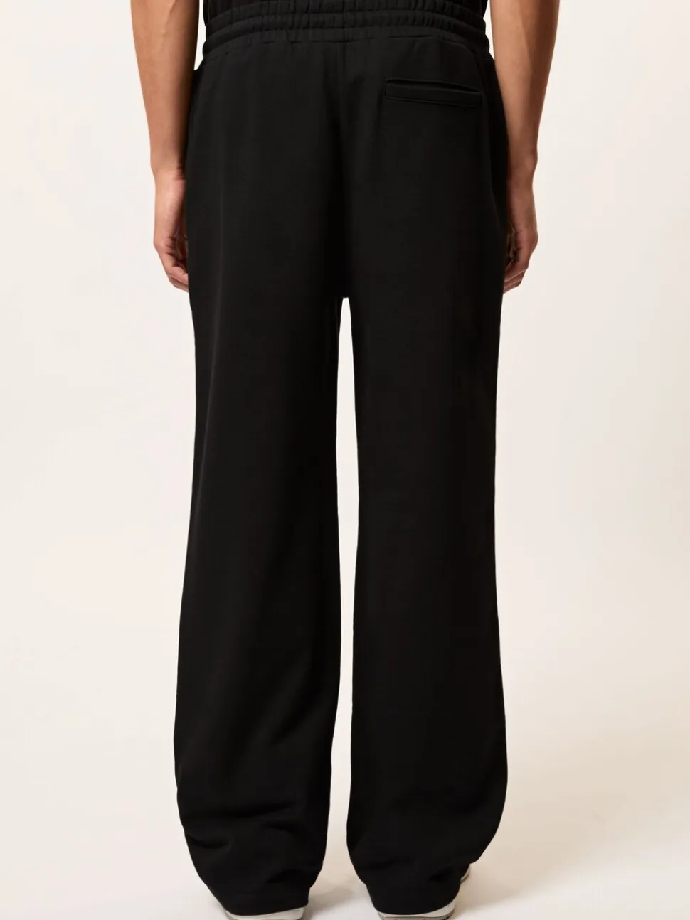 Reiss Black Mellor Monogram Cotton Wide-Leg Joggers