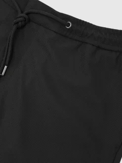 Reiss Black Newmark Textured Drawstring Shorts