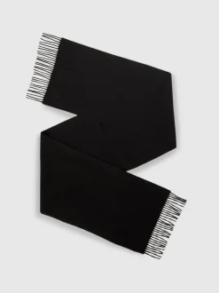 Reiss Black Picton Wool and Cashmere Scarf