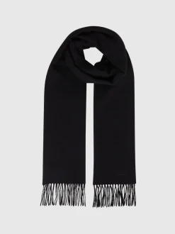 Reiss Black Picton Wool and Cashmere Scarf