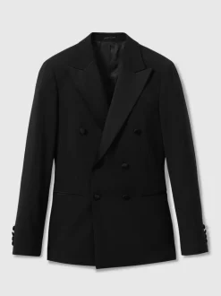 Reiss Black Poker Db Tailored-Fit Double-Breasted Tuxedo Jacket