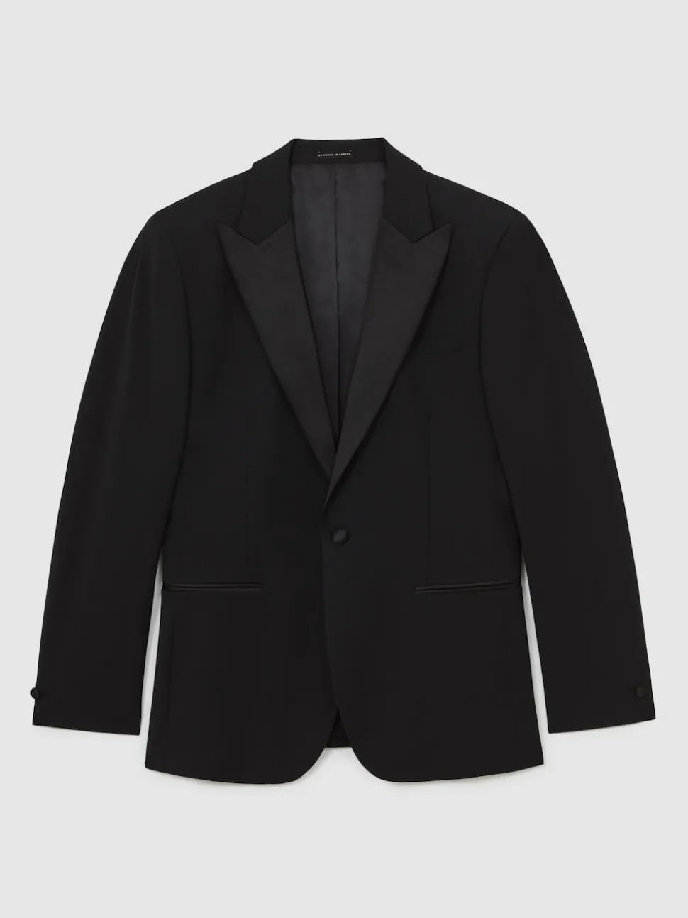 Reiss Black Poker Peak Lapel Single-Breasted Tuxedo Jacket Tailored-Fit