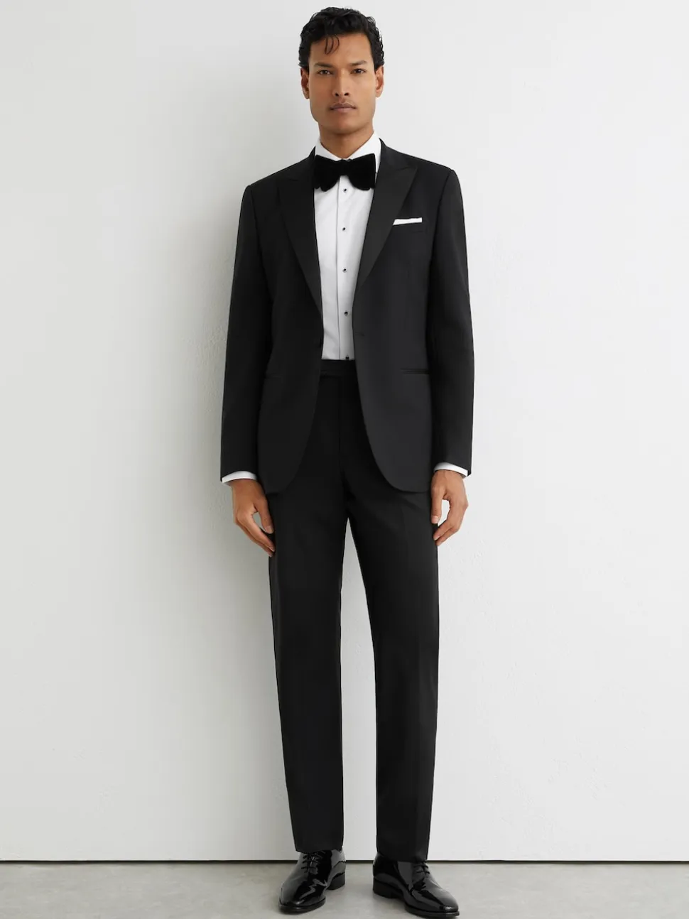 Reiss Black Poker Peak Lapel Single-Breasted Tuxedo Jacket Tailored-Fit