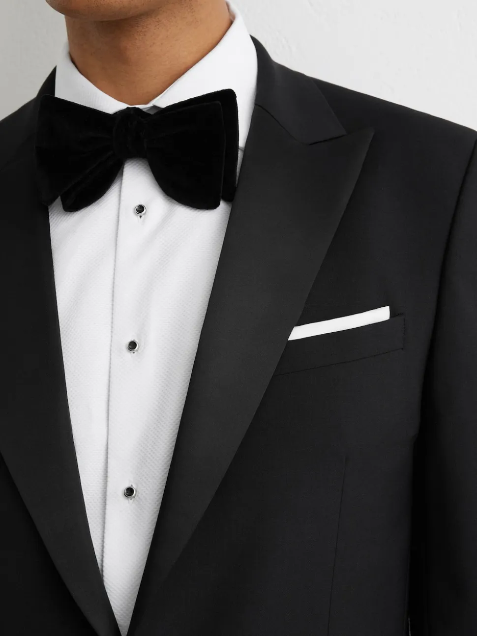 Reiss Black Poker Peak Lapel Single-Breasted Tuxedo Jacket Tailored-Fit