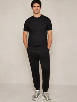 Reiss Black Premier Stretch-Jersey Tailored Joggers