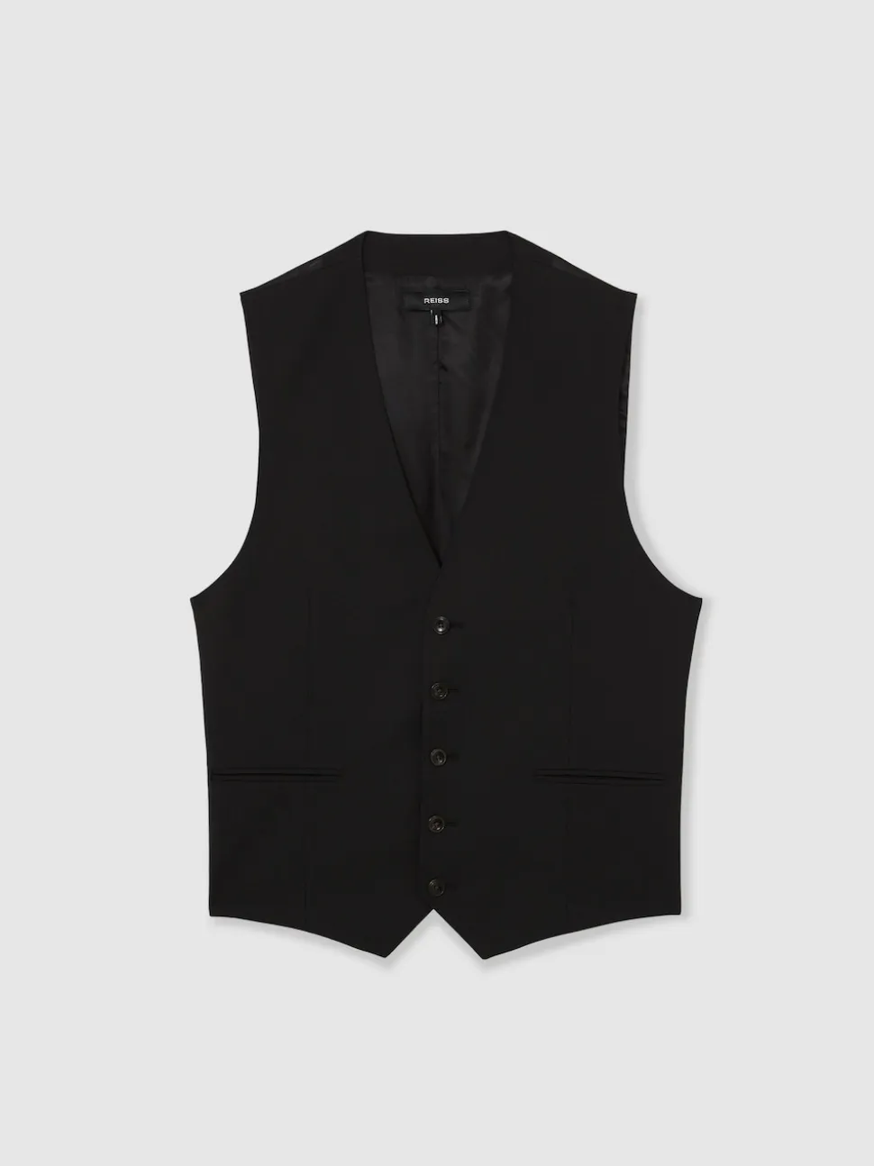 Reiss Black Promise Wool-Blend Tailored-Fit Waistcoat
