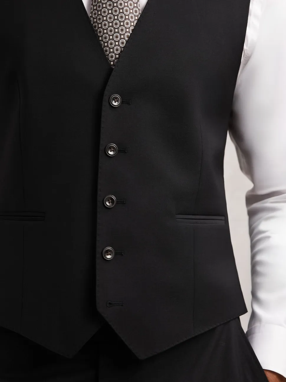 Reiss Black Promise Wool-Blend Tailored-Fit Waistcoat