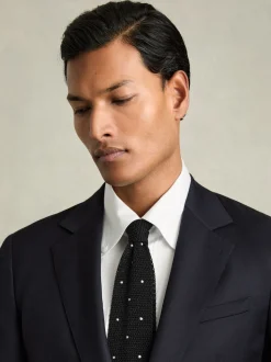 Reiss Black Punto Spot Silk Knitted Pin-Dot Tie