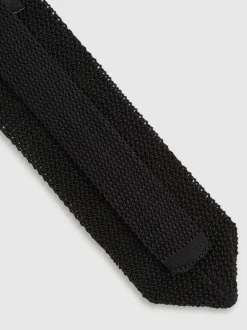 Reiss Black Punto Spot Silk Knitted Pin-Dot Tie