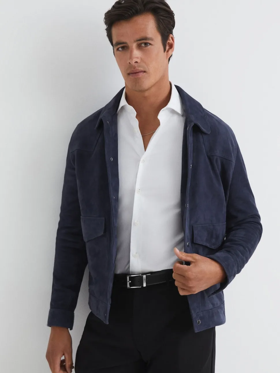 Reiss Black Ricky Reversible Leather Belt