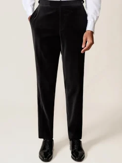 Reiss Black Royale T Velvet Tailored-Fit Suit Trousers