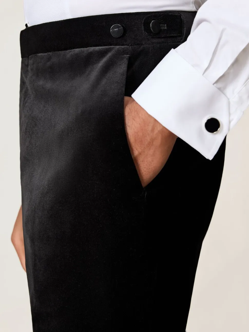Reiss Black Royale T Velvet Tailored-Fit Suit Trousers