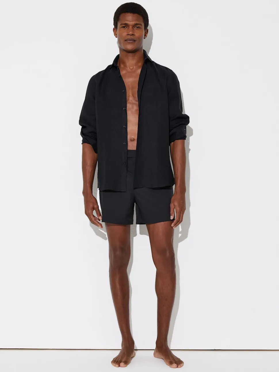 Reiss Black Sun Side-Adjuster Swim Shorts