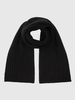 Reiss Black Swinly Chunky Rib Wool Blend Scarves