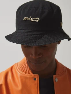 Reiss Black Tapered Unisex Fit McLaren Racing Cotton Bucket Hat