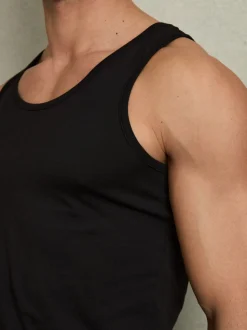 Reiss Black Vinnie Cotton Stretch Vest