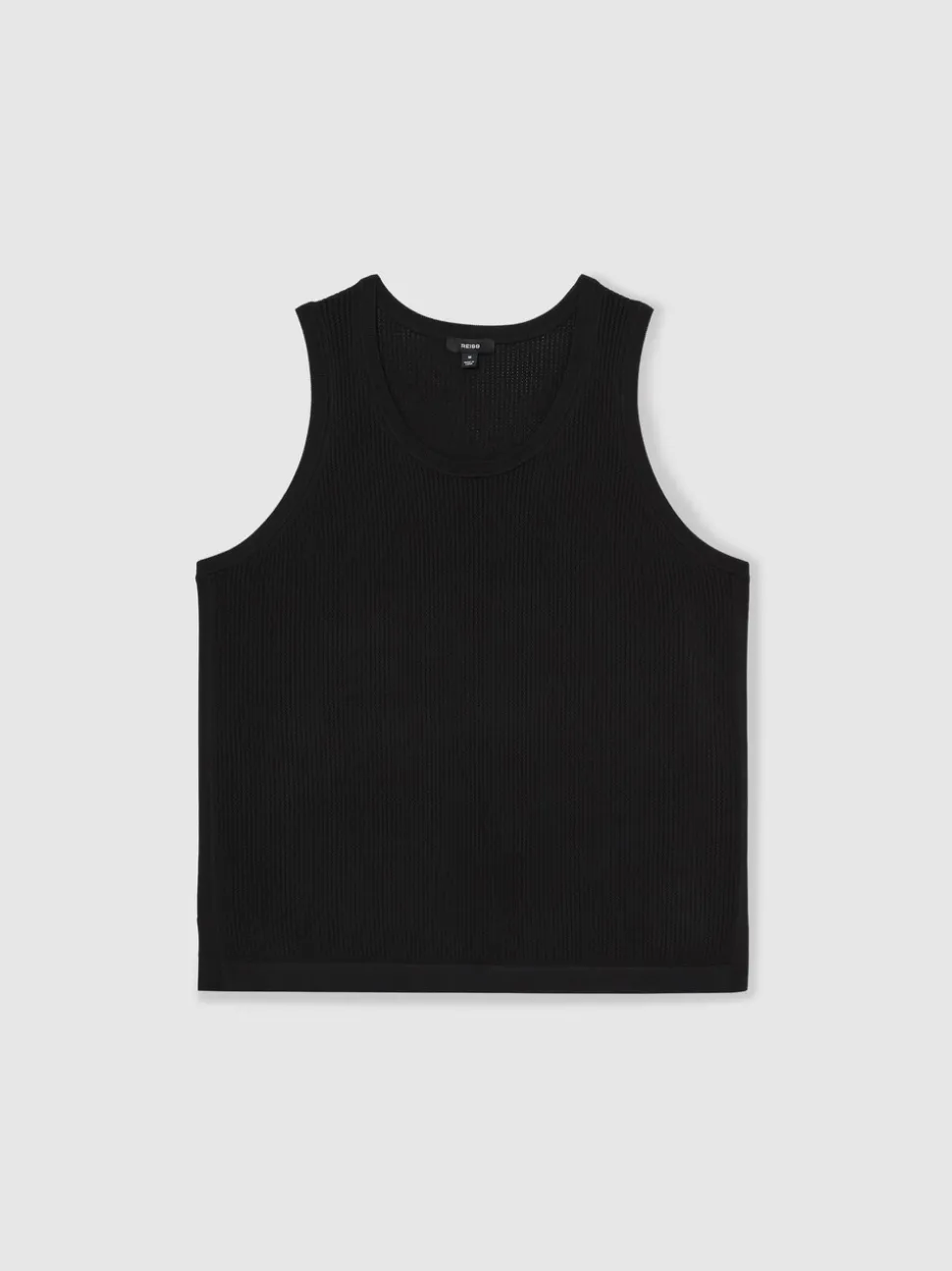Reiss Black Watson Textured Crew Neck Ribbed Vest