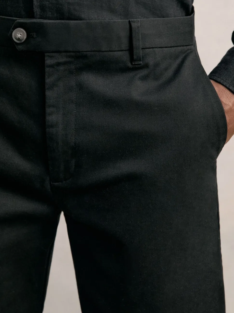 Reiss Black Wicket Cotton Chino Shorts with Stretch