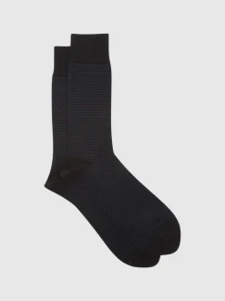 Reiss Black/Navy Mario Stripe Striped Socks