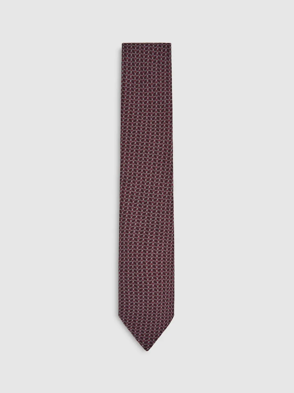 Reiss Bordeaux Bernardo Silk Geometric-Chain Print Tie