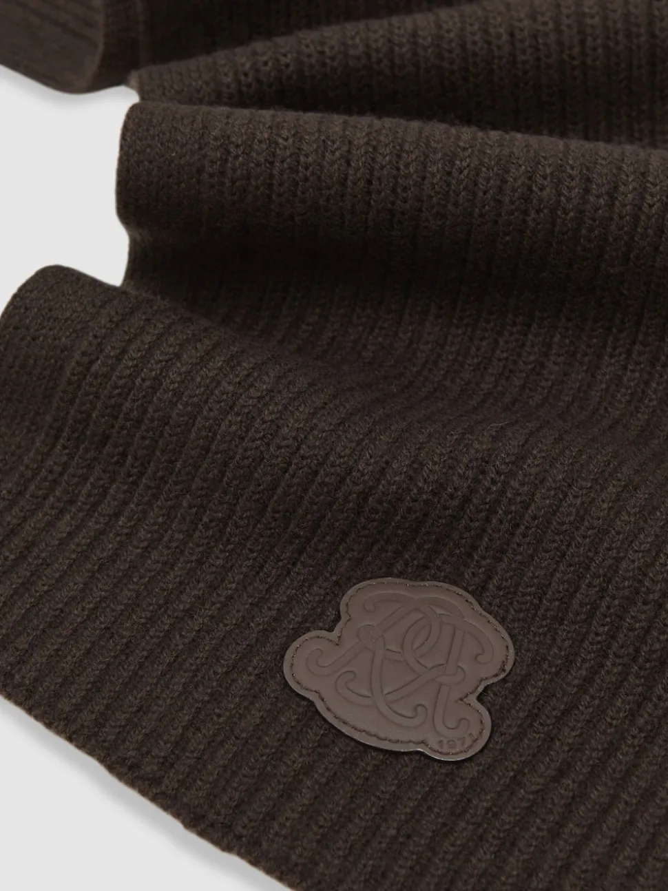 Reiss Brown Bennett Monogram Appliqué Wool Scarf