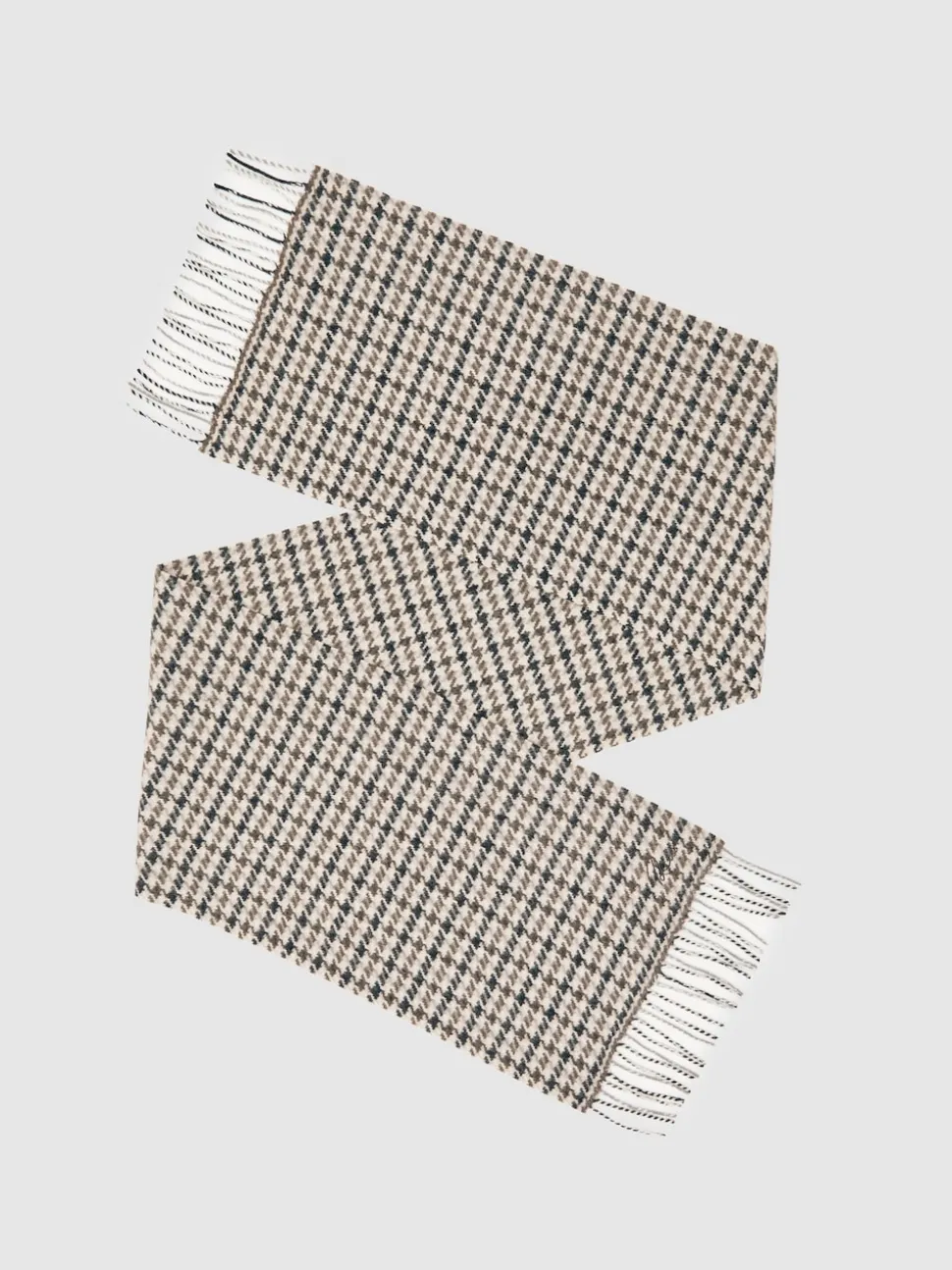 Reiss Brown Multi Hound Wool-Cashmere Check Scarf