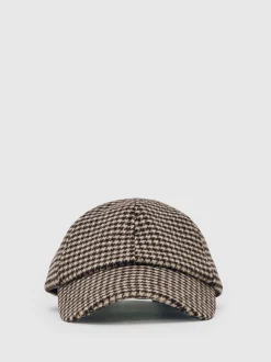 Reiss Brown Wansbeck Wool-Blend Houndstooth-Check Cap