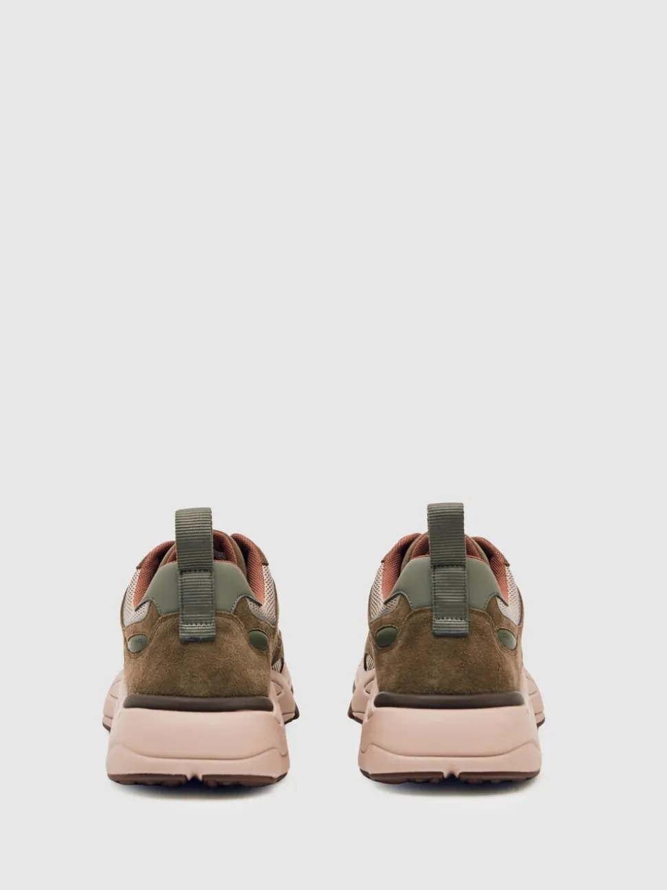 Reiss Brown/Khaki Green Io Chunky-Sole Panelled Runner Trainers
