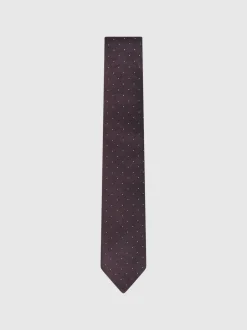Reiss Burgundy Liam Polka Dot Silk Tie