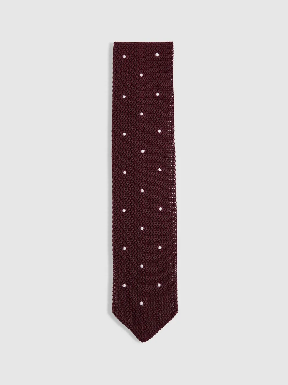 Reiss Burgundy Punto Spot Silk Knitted Pin-Dot Tie