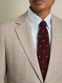 Reiss Burgundy Punto Spot Silk Knitted Pin-Dot Tie
