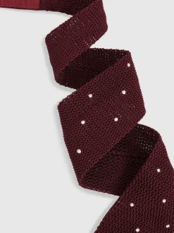 Reiss Burgundy Punto Spot Silk Knitted Pin-Dot Tie