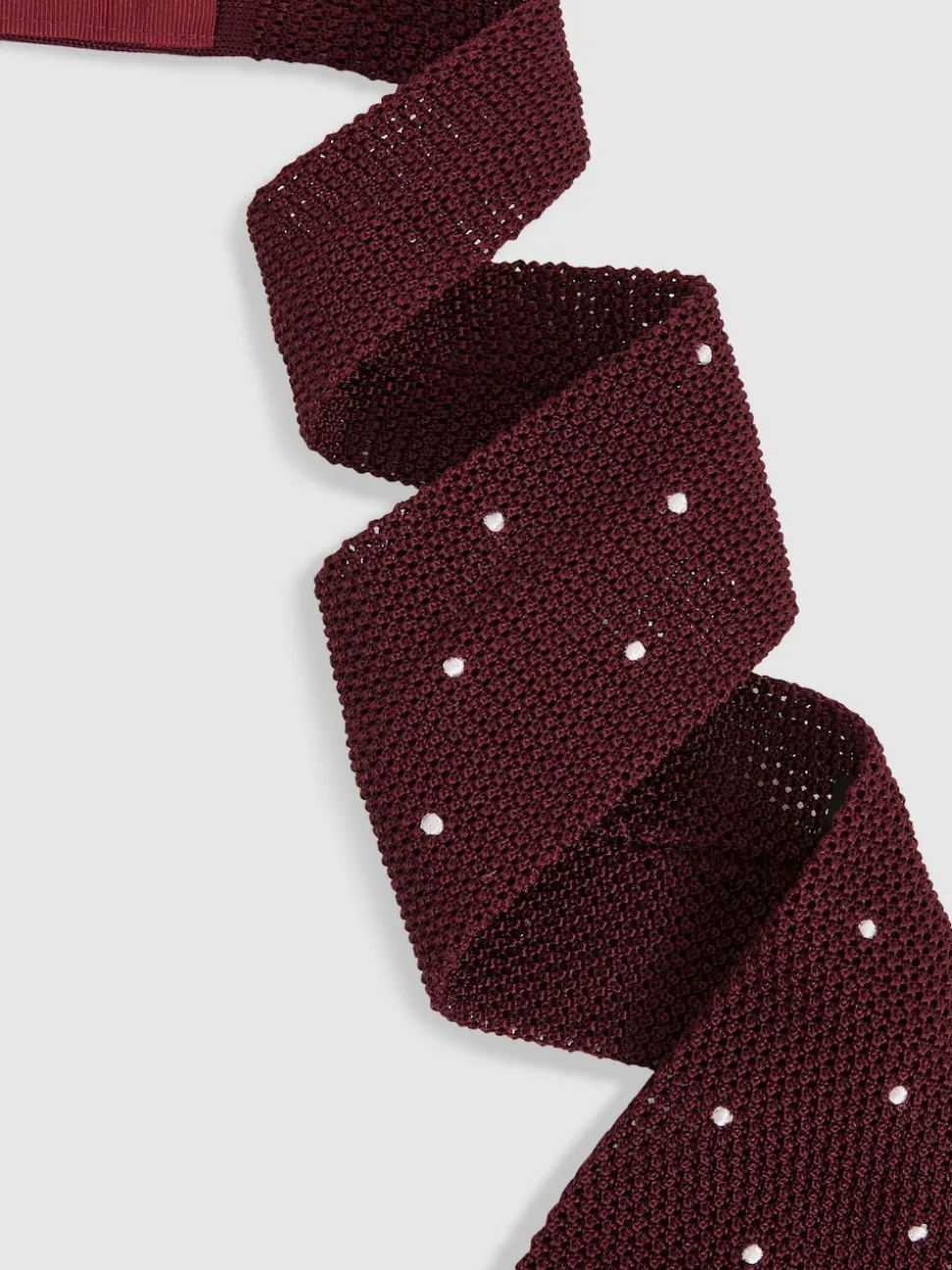 Reiss Burgundy Punto Spot Silk Knitted Pin-Dot Tie