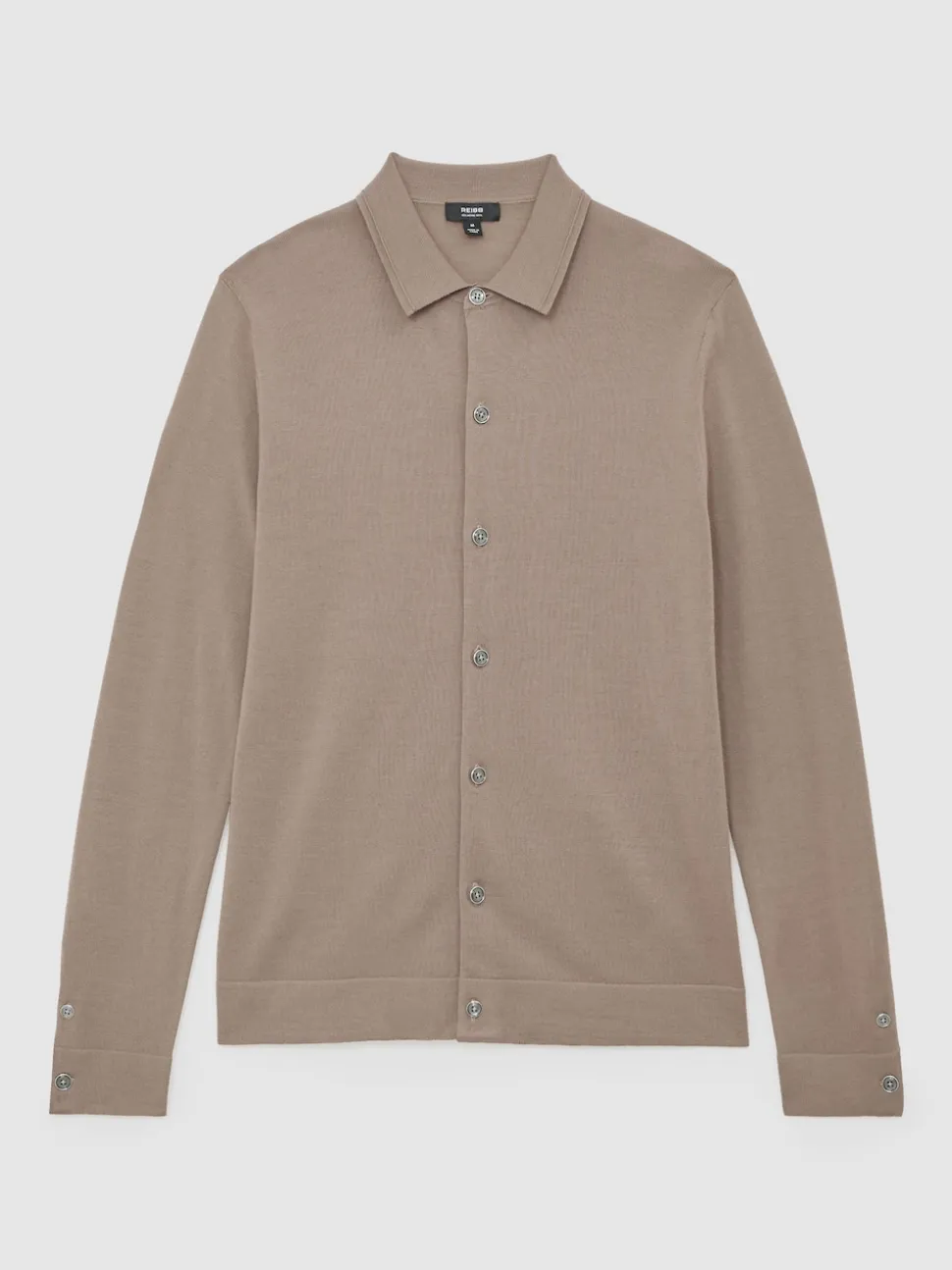 Reiss Camel Brown Forbes Merino Wool Button-Through Cardigan