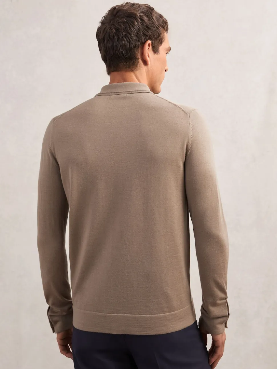 Reiss Camel Brown Forbes Merino Wool Button-Through Cardigan