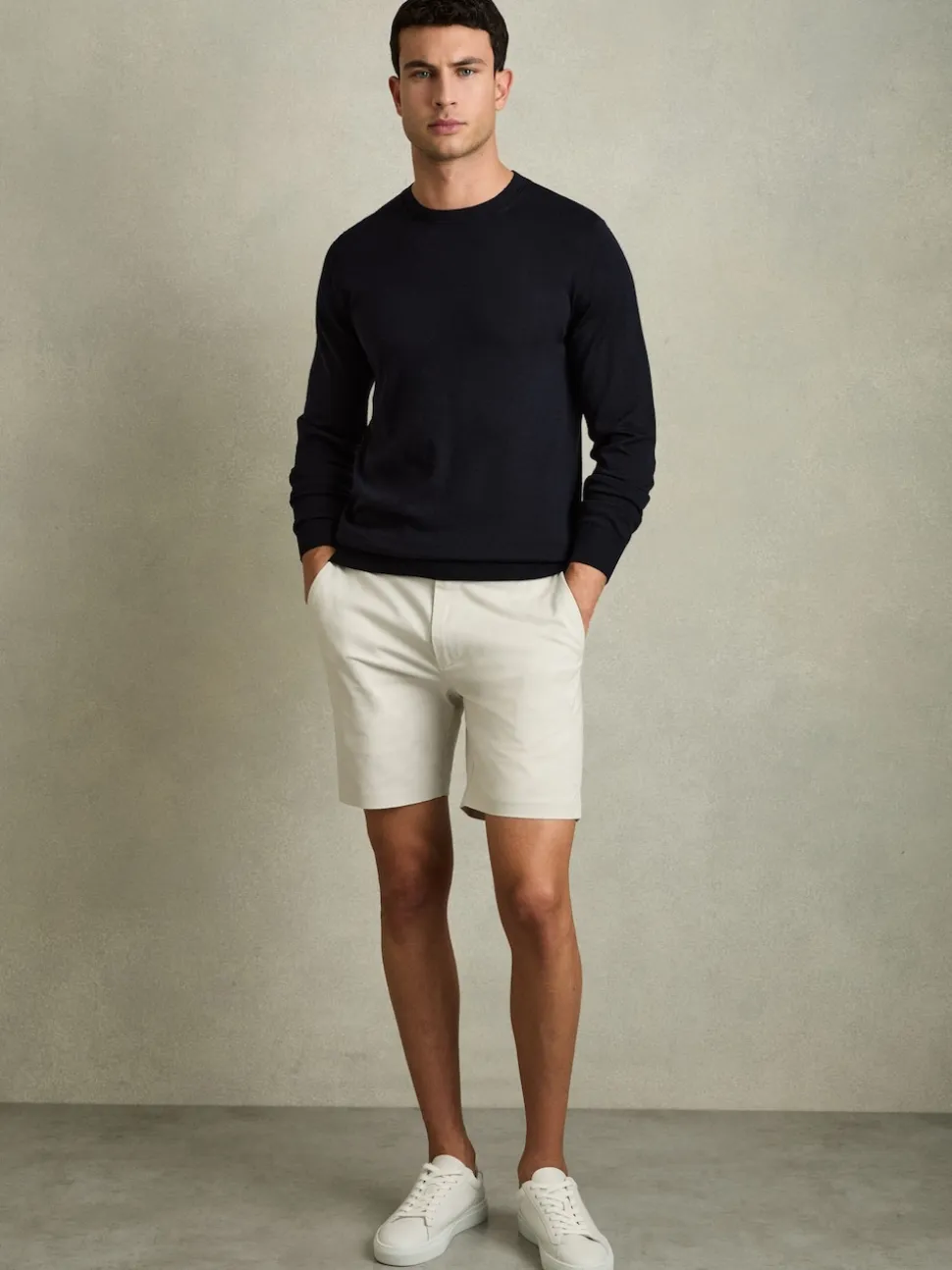 Reiss Chalk Wicket Cotton Chino Shorts with Stretch