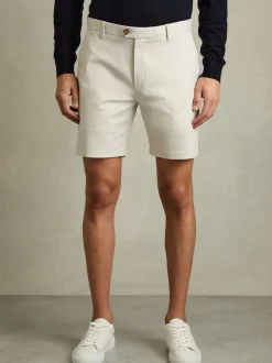 Reiss Chalk Wicket Cotton Chino Shorts with Stretch