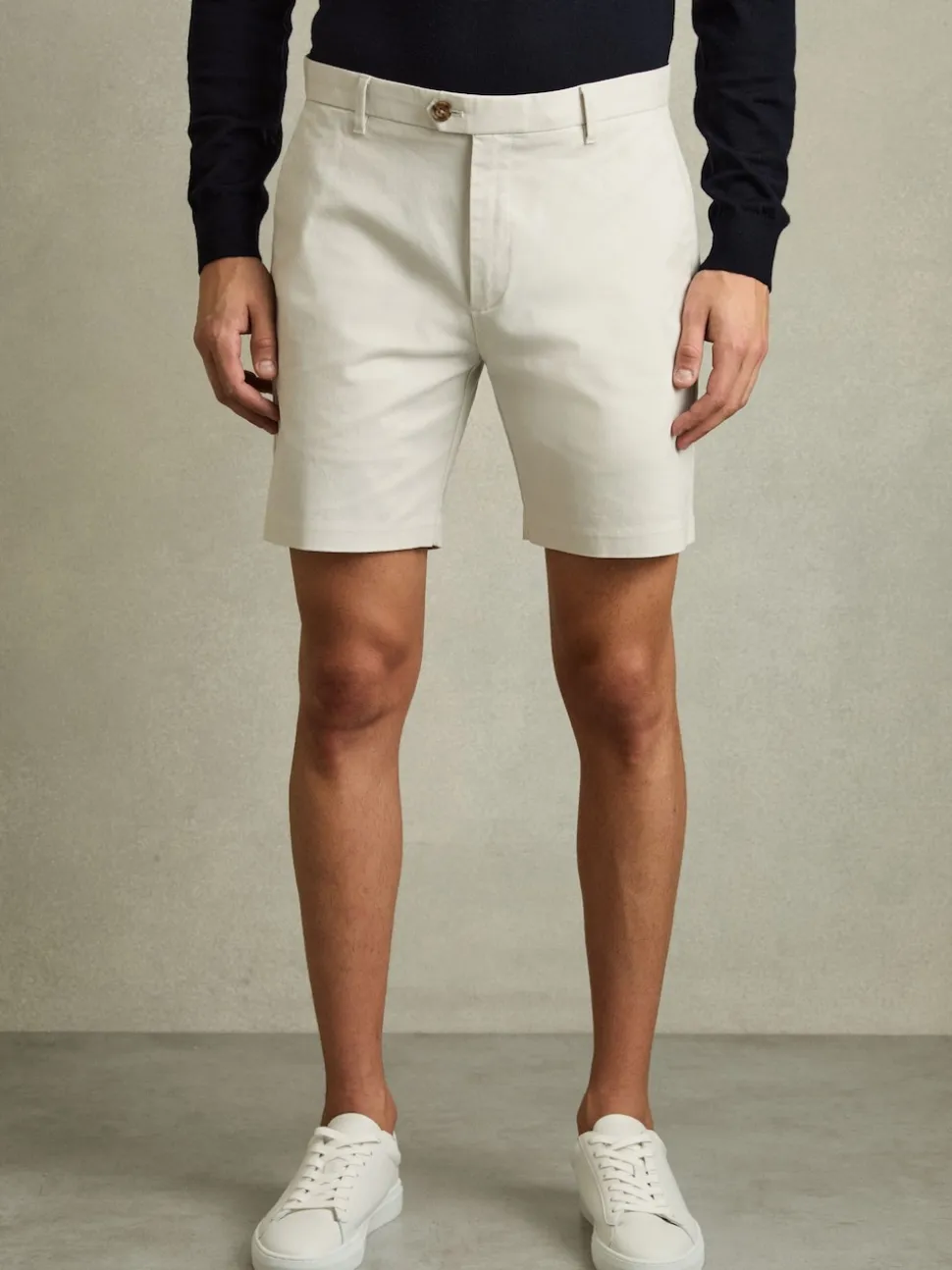 Reiss Chalk Wicket Cotton Chino Shorts with Stretch