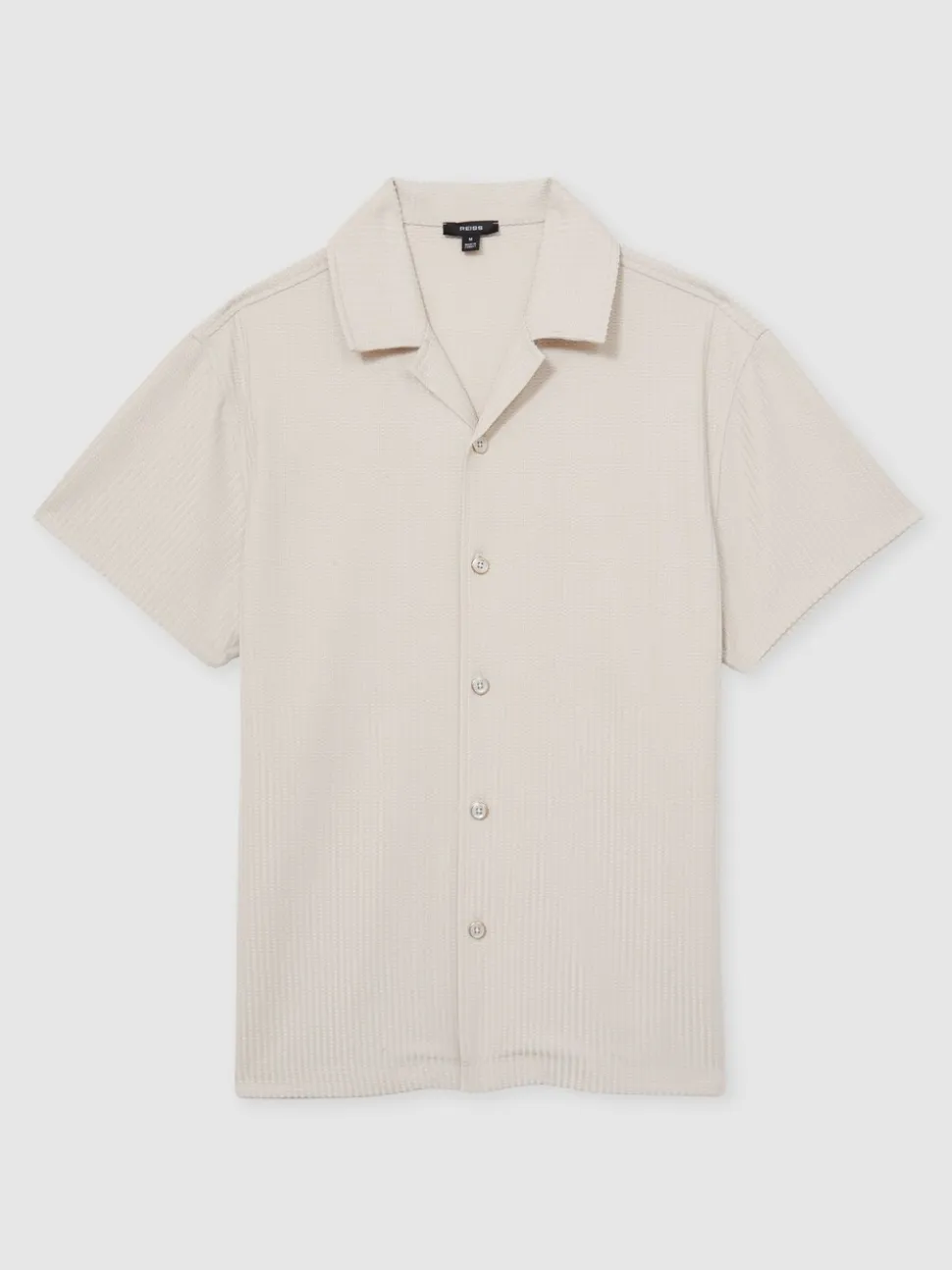 Reiss Champagne Warwick Textured-Knit Cuban-Collar Shirt