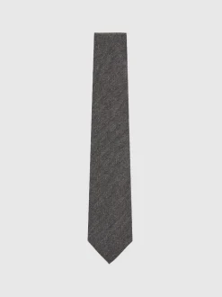 Reiss Charcoal Donato Wool-Silk Textured Tie
