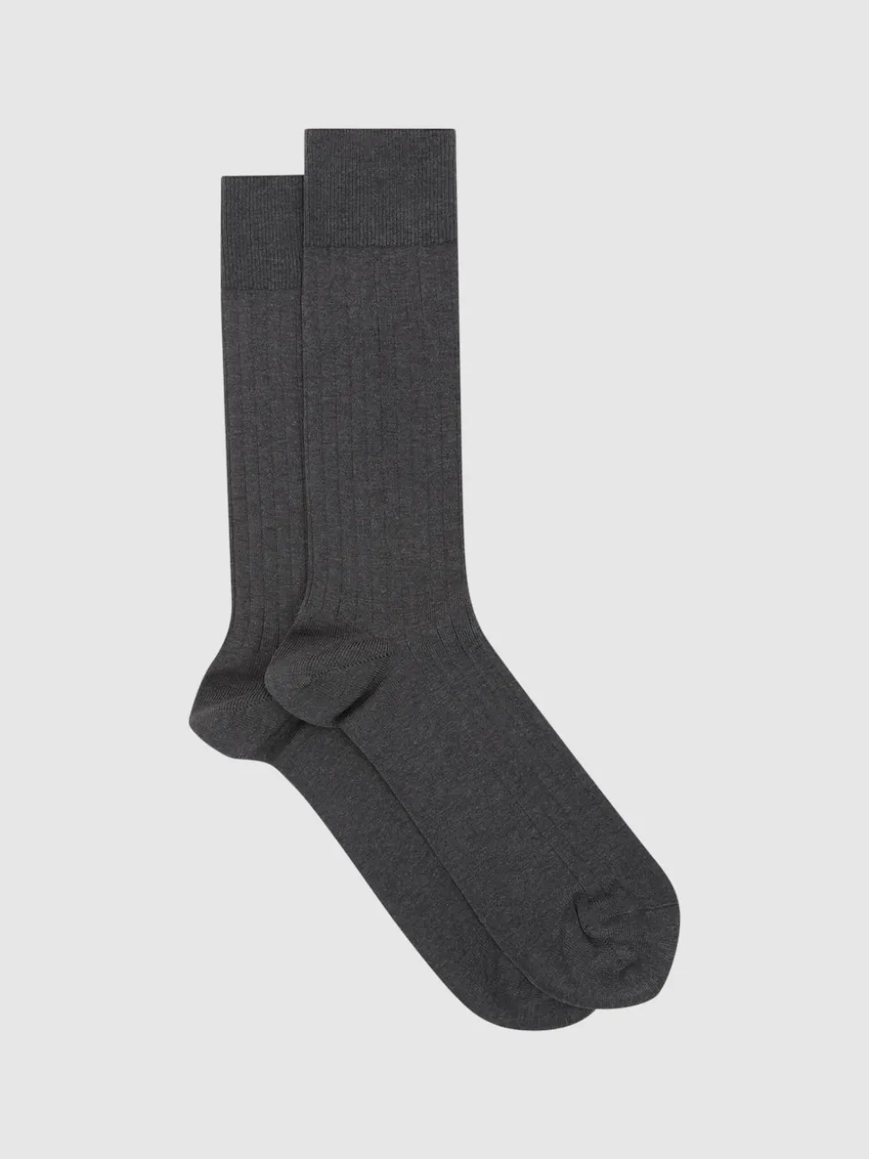 Reiss Charcoal Fela Cotton-Blend Ribbed Socks