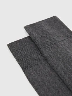 Reiss Charcoal Fela Cotton-Blend Ribbed Socks