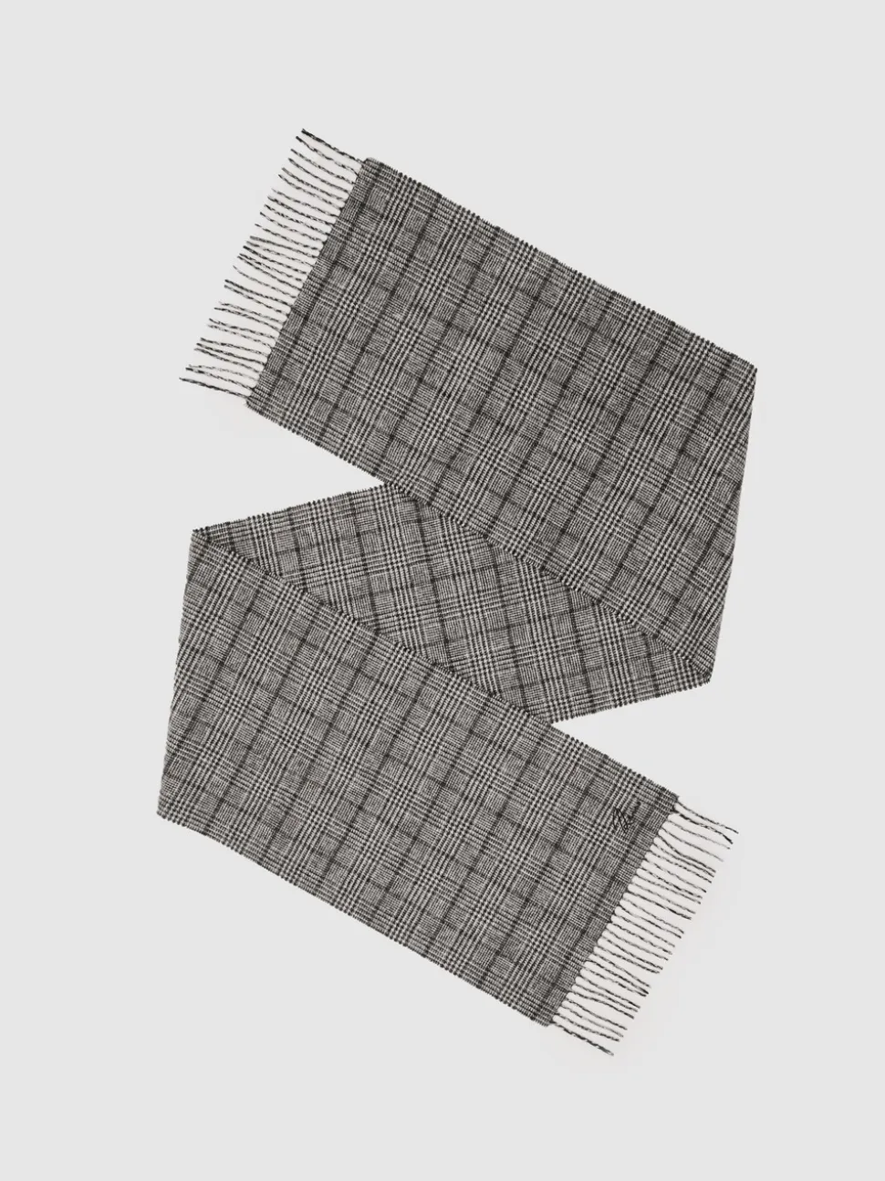 Reiss Charcoal Grey Thanos Wool-Cashmere Check Scarf