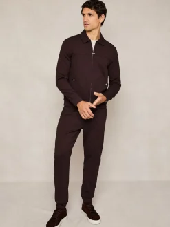 Reiss Cherry Red Premier Stretch-Jersey Tailored Joggers