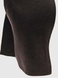 Reiss Chocolate Brown Chesterfield Merino Wool Rib-Knit Scarf