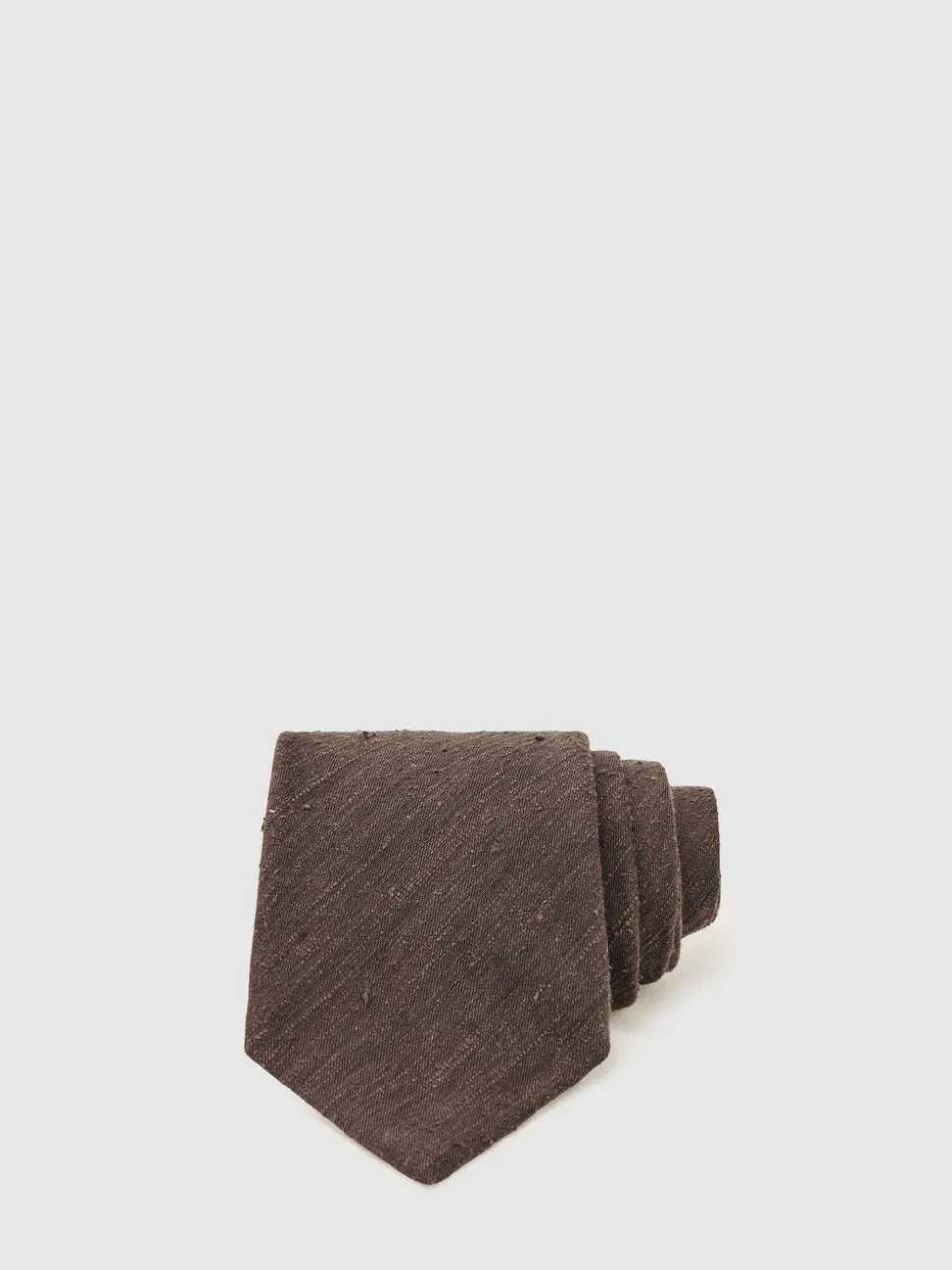 Reiss Chocolate Brown Falco Silk Blend Textured Tie