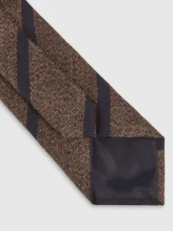 Reiss Chocolate Brown Sante Wool-Silk Striped Tie