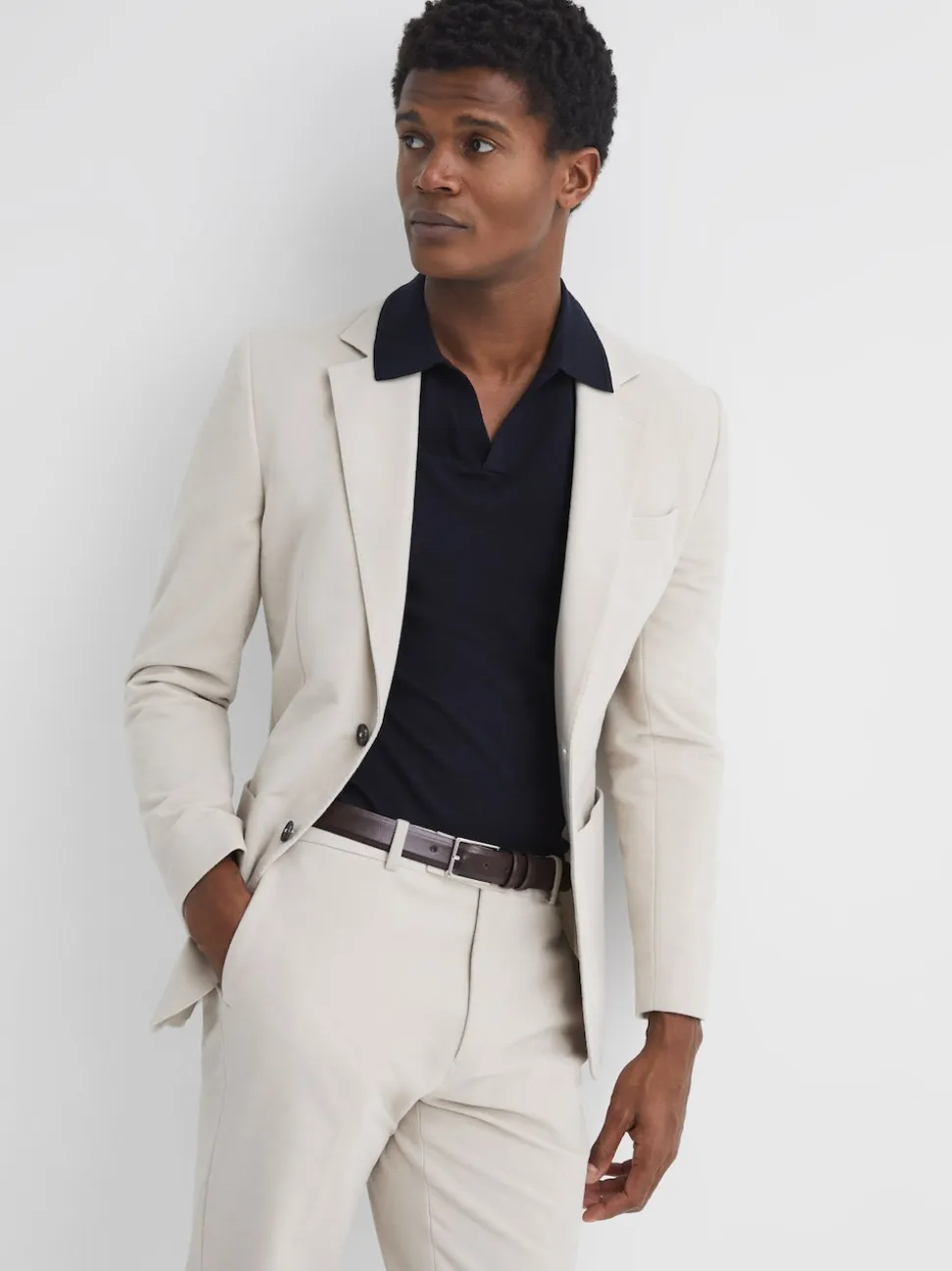 Reiss Chocolate Dante Smooth Leather Belt