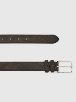Reiss Chocolate Dante Suede Belt