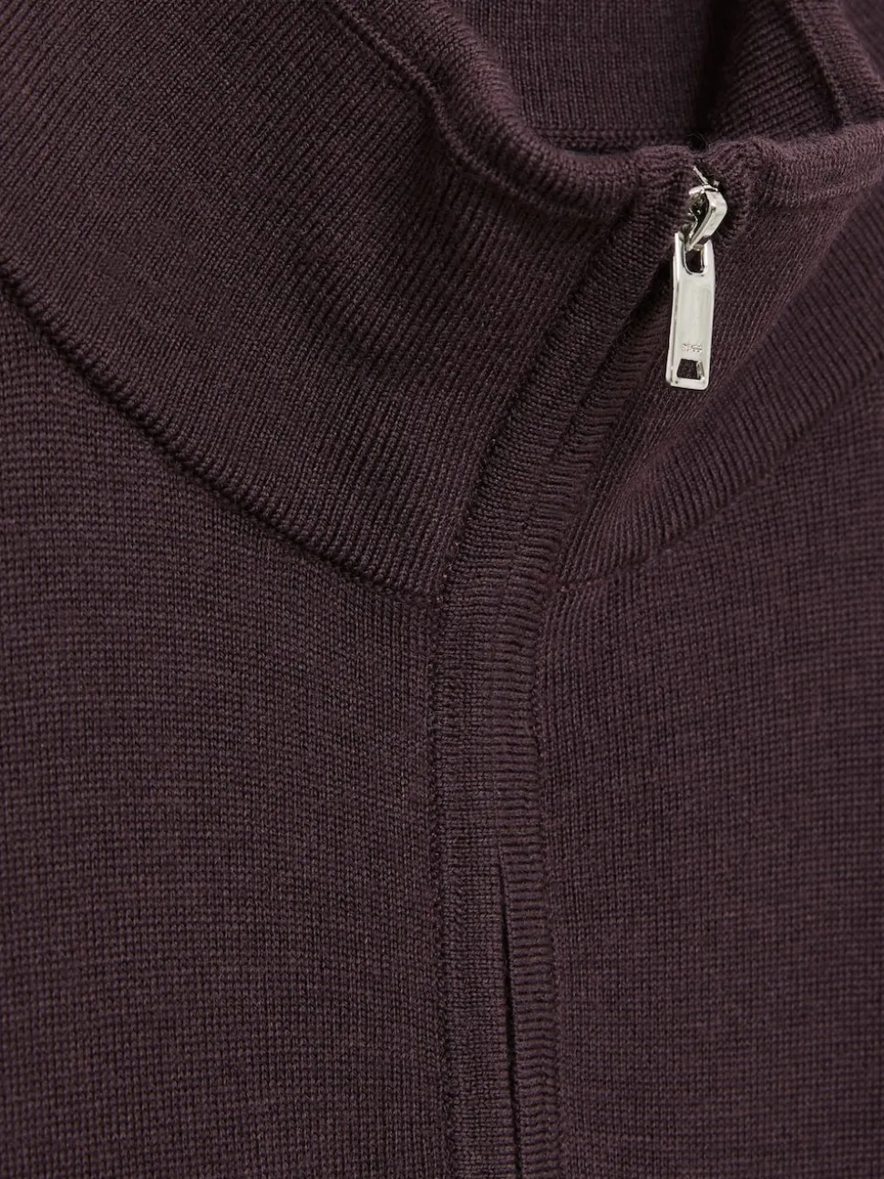 Reiss Dark Bordeaux Blackhall Merino Wool Half-Zip Funnel Neck Jumper
